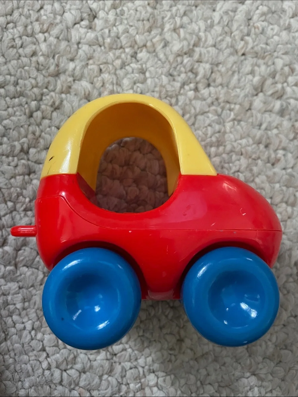 Vintage Little tikes Red and Yellow Toddler Push Car Toy with Blue Wheels